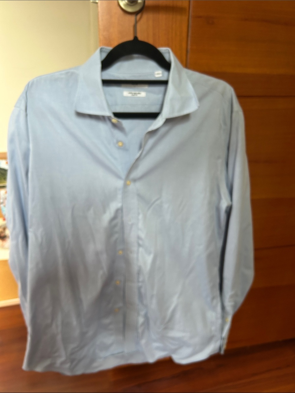 Uniqlo Men's Pale Blue Dress Shirt - Long Sleeve